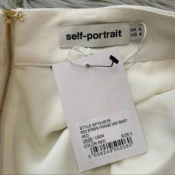 SELF PORTRAIT Striped Fringe Skirt Size 4 NWT - Picture 8 of 15